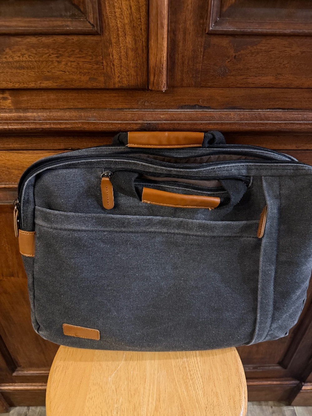 Estarer 3in 1 laptop messenger canvas and leather bag